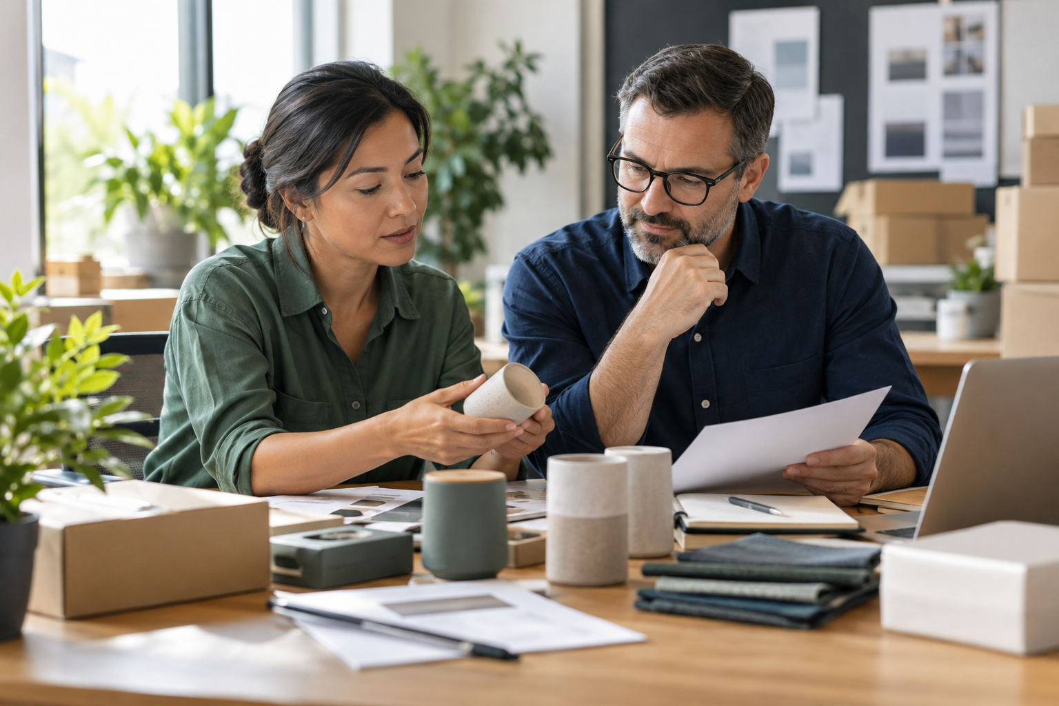 Small business team reviewing supplier reliability and backup vendor options