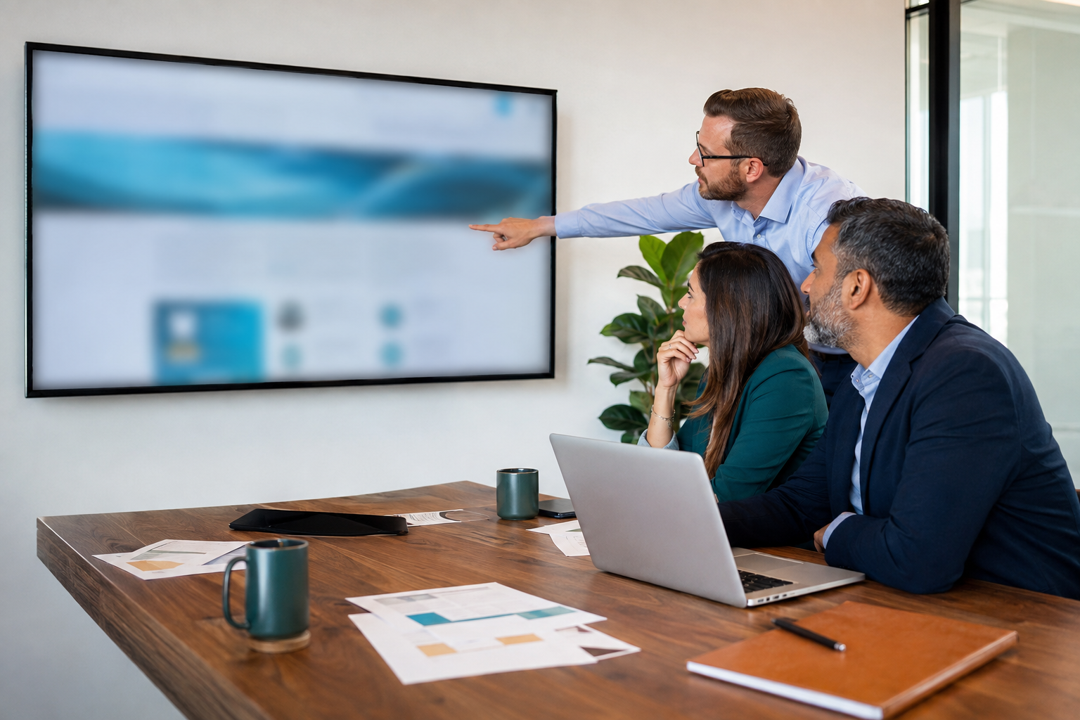 B2B buyer team validating a vendor website after an AI-assisted shortlist